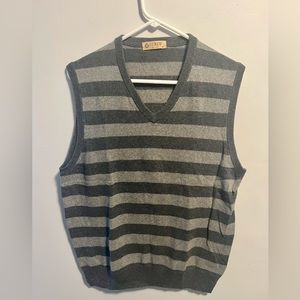 EUC J Crew Men’s Gray Striped Sweater Vest Size Medium Cotton/Cashmere Blend